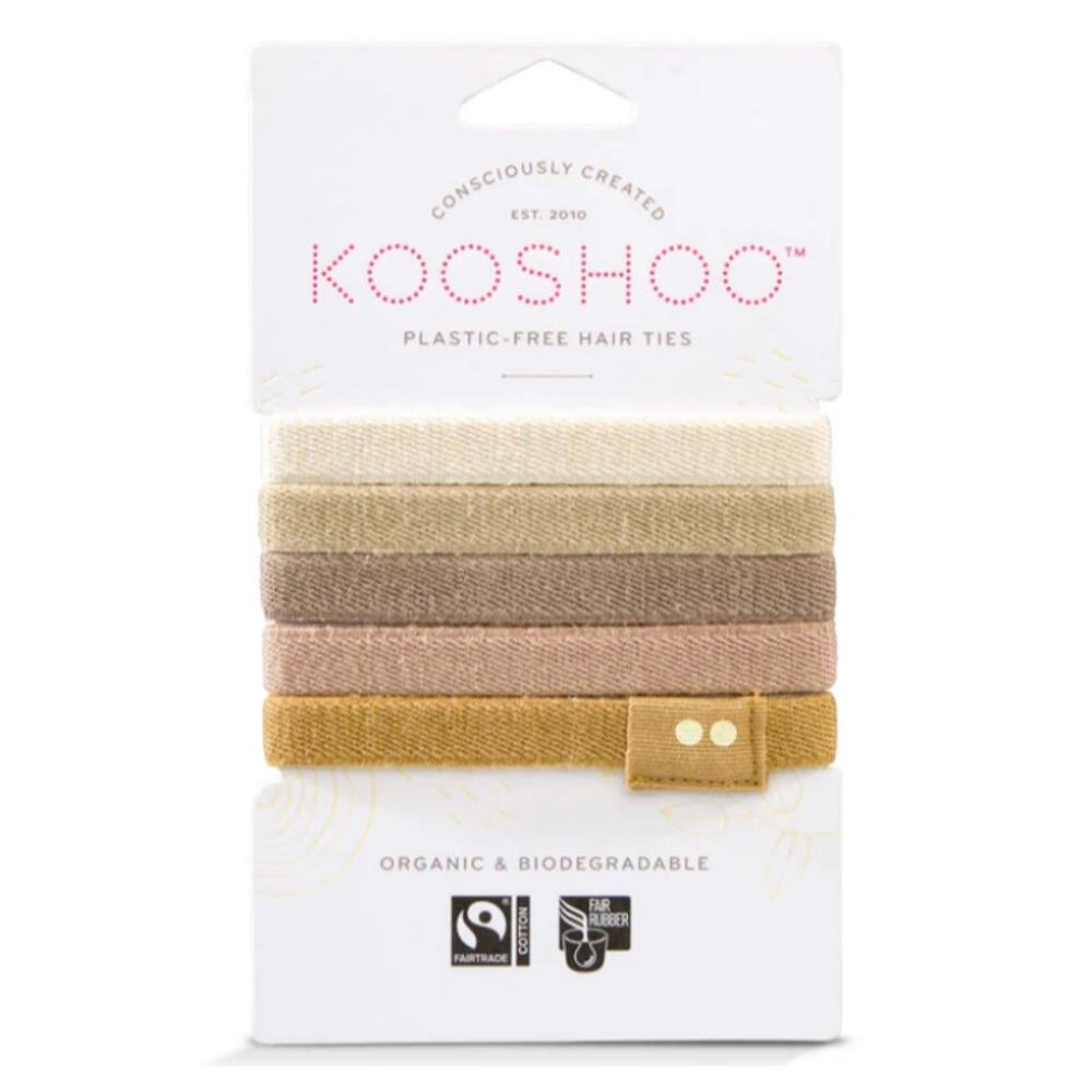 Kooshoo Hair Ties Organic Cotton Plastic-Free Set of 5 Blonde
